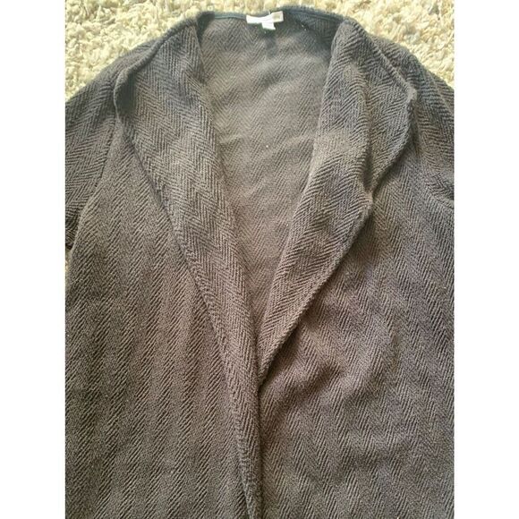 James Perse Standard ANTHROPOLOGIE BLACK texture Long Open Cardigan Sweater 4 XL - Picture 3 of 7